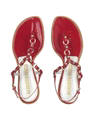 Alberto Gozzi Red Studded Patent Leather Thong Sandal Shoes