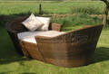Weatherproof Wicker Semi Circular Sofa / Daybed, 2 Sofas and 1 Footstool
