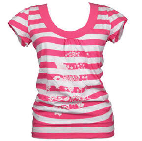 Stripey Tshirt Pink and White