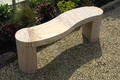 Modern, Curved, Stone Garden Bench in "rainbow" coloured Sandstone