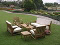 Garden Teak Outdoor Deep Seater 7 piece Lounge Set with Cream Cushions
