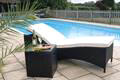 Garden Sunlounger. Black Weatherproof Wicker with Full Length Cream Cushion